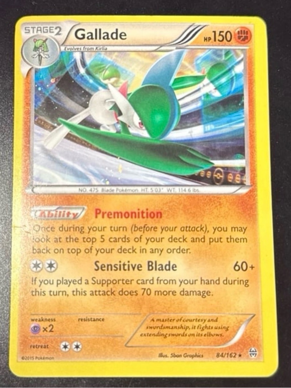 Gallade 84/162 Rare HoloFoil Breakthrough XY 2015 released collectible artwork